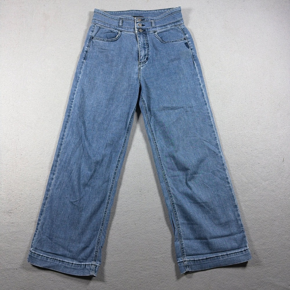 Silver Jeans Co Belted‎ Crop Women 29 Wide Leg High Rise Blue Denim Minimalist